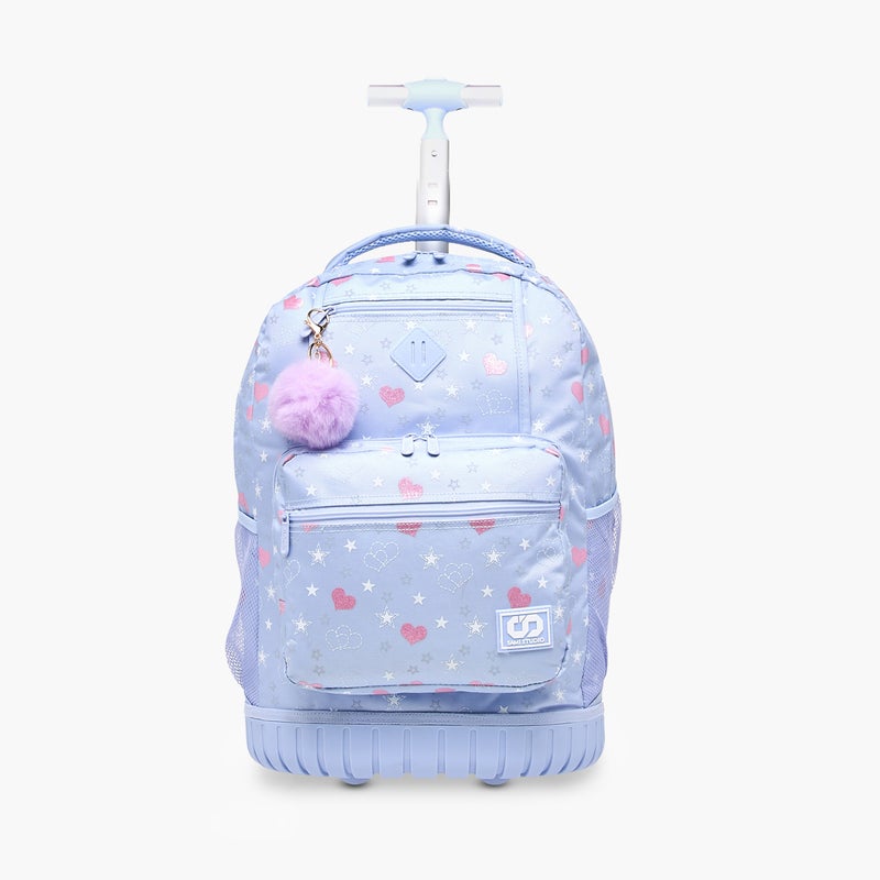 sami_studio Heart Print Trolley Backpack for Girls - Image 1